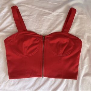 FOREVER 21 RED BUSTIER CROP TOP